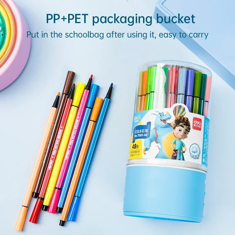 Deli 48 цветов акварельная ручка фетровая ручка студенческий рисунок моющийся набор акварельных кистей для художественной живописи граффити подарки на день рождения