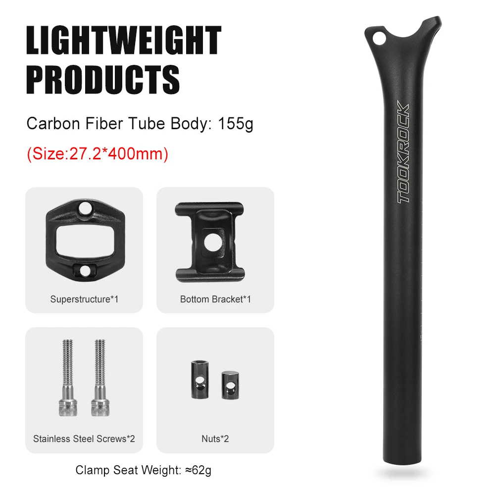 TOSEEK カーボンシートポスト 27.2 31.6mm 長さ 400mm マットブラック MTB ロードバイクシートポスト シートチューブ 自転車部品 MTB カーボンカヌー