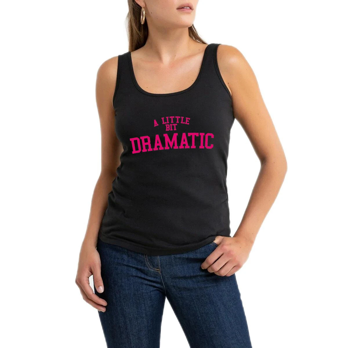 A Little Bit Dramatic Design Cotton Sexy U-Neck Tank Tops High Street Novelty Sleeveless Tee Shirts Hotwife Funny Naughty Top