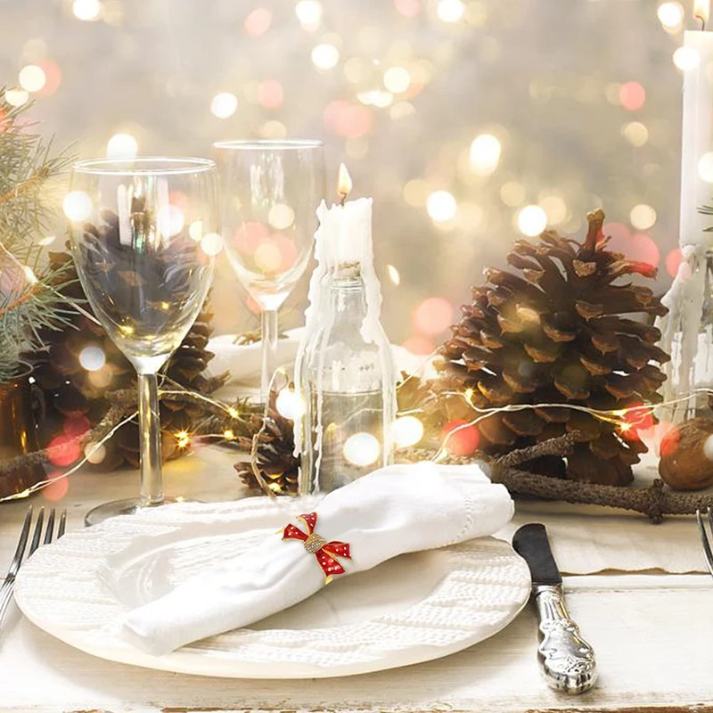ABLU-Christmas Napkin Rings Set Of 12,Napkin Rings Holders For Christmas Dinning Table Setting-Wedding Receptions, Christmas