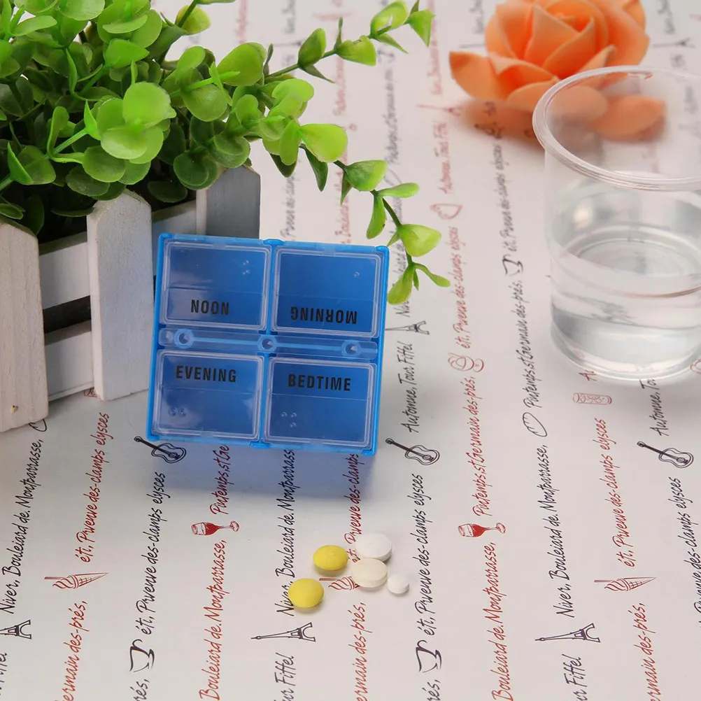 1Set Pill Organizer Medicine Box Large Capacity 28 Grid Weekly Round Shape Portable Container for Home Travel Outdoor Use