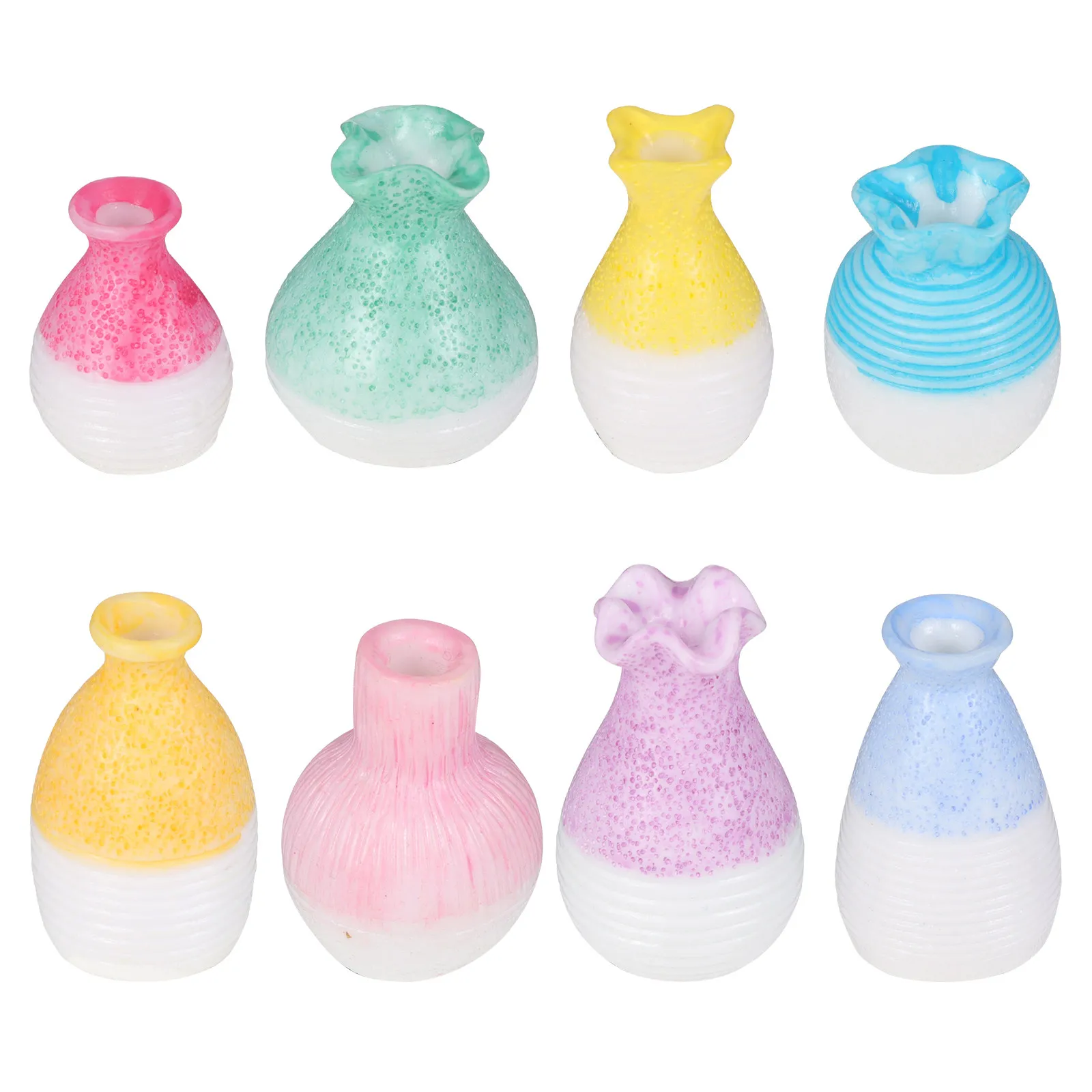 

8Pcs Resin Small Flower Vase Set Art Atmosphere Desktop Vase for Greenery Bouquets Home Decoration Micro Landscape Ornament
