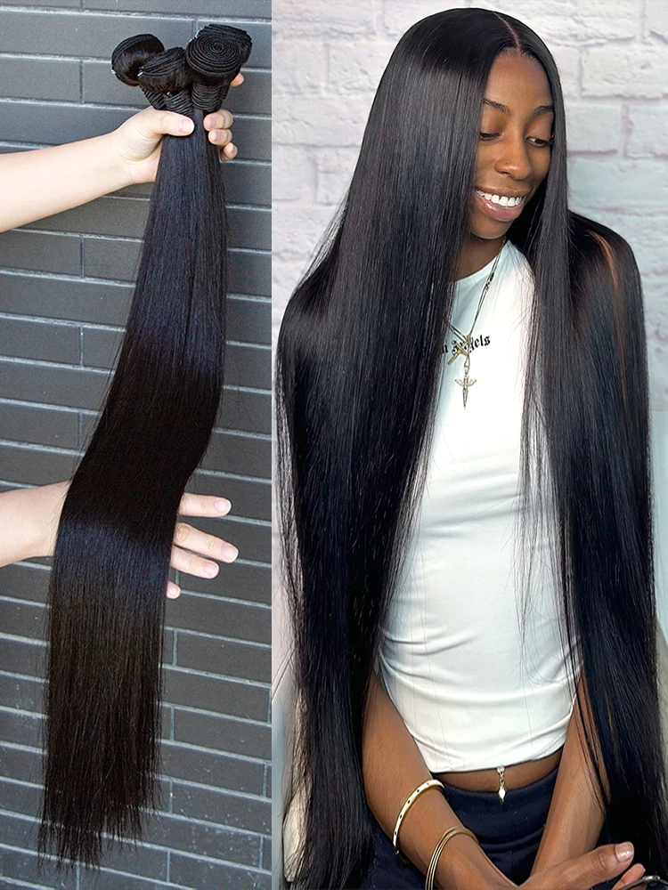 Straight Human Hair Bundles 100% Unprocessed Brazilian Raw Virgin Human Hair Bundles 14 16 18 Inch Straight Bundles Human Hair