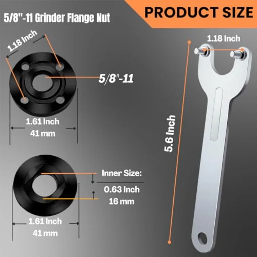 7PCS Angle Grinder Nut and Wrench Kit 5/8-11 Thread Compatible with Dewalt, Milwaukee, Makita, Ryobi and Bosch 4.5