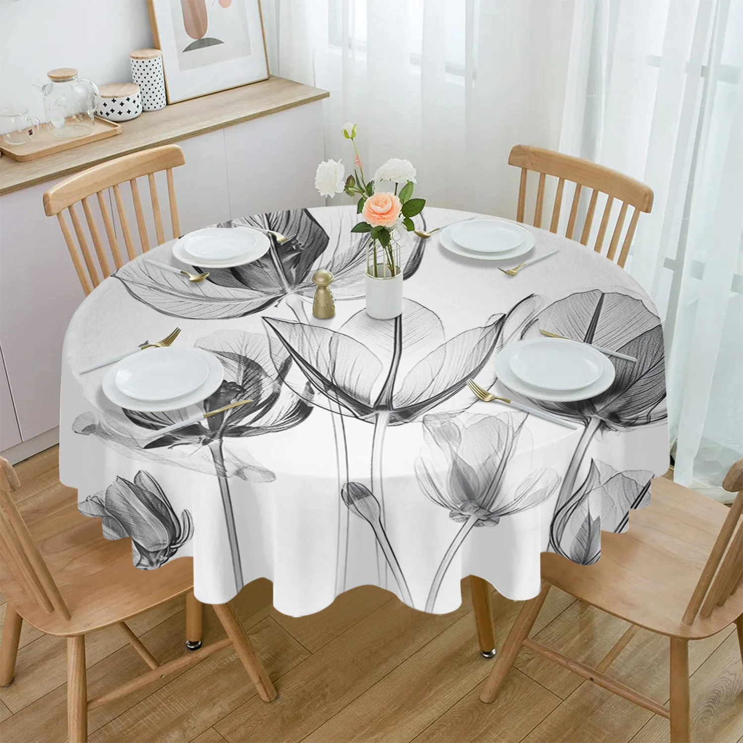 Flower Tulip Tablecloth Rectangular Holiday Table Cover Party Dinner Decor Waterproof Table Cloth