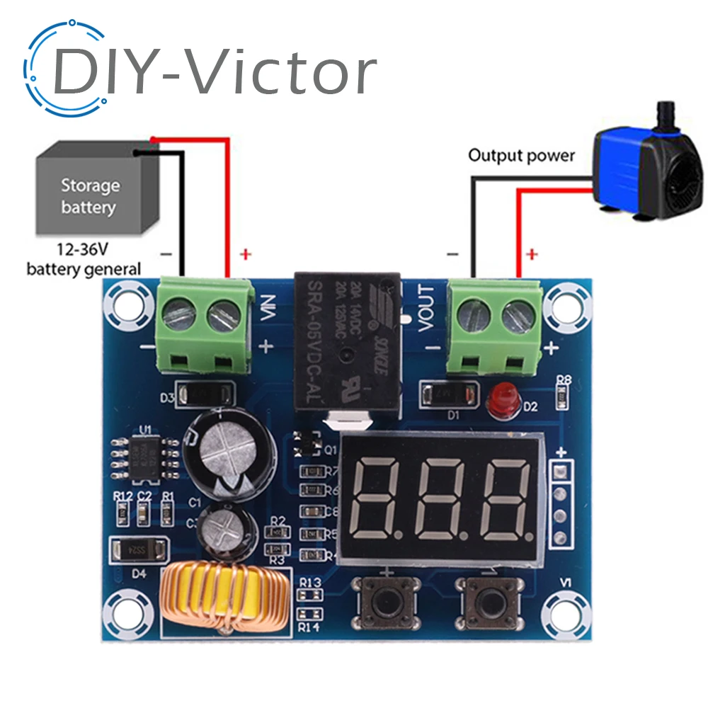 XH-M609 Low Voltage Disconnect Switch Cut Off 12V 24V 36V Digital LED Display Over-Discharge Protect for 12-36V Lithium Battery