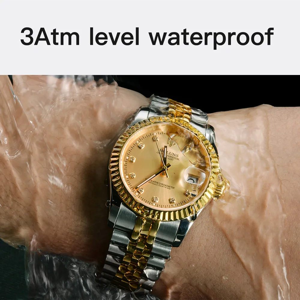 HOLUNS Luxury Classic Designer Gold Men Watch Full Steel Japan MIYOTA Automatic Mechanical Self-wind Watches Business Wristwatch