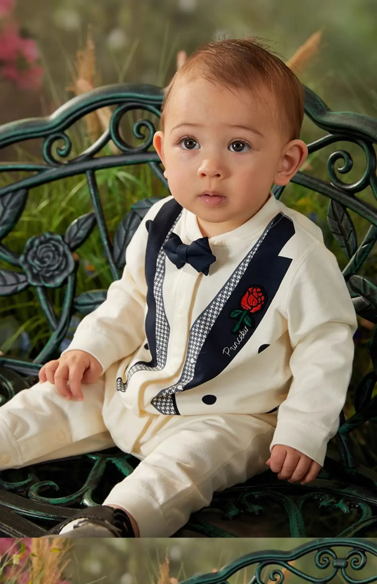 

Male baby white formal dress gentlemans tie long sleeved cotton pure shooting clothing bebê 신생아촬영 신생아사진 아기 코스프레