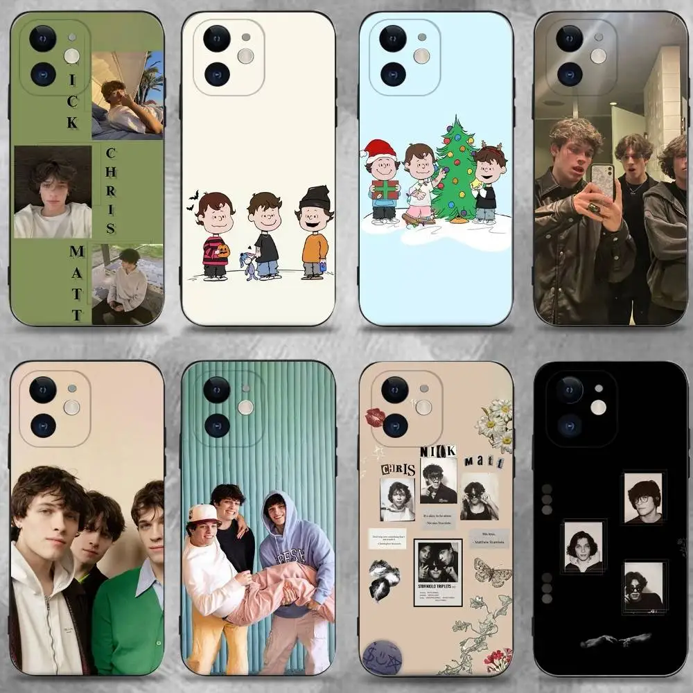 

S-Sturniolo T-Triplets Singer Phone Case For iPhone 16,15,14,13,12,11 Plus,Pro Max,XS,X,XR,SE,Mini,8,7,Soft Silicone Black Cover