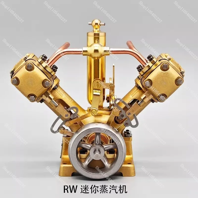 Twin Cylinder Miniature Steam Engine Model For Ship Train Mechanical Home Decoration Collectibles