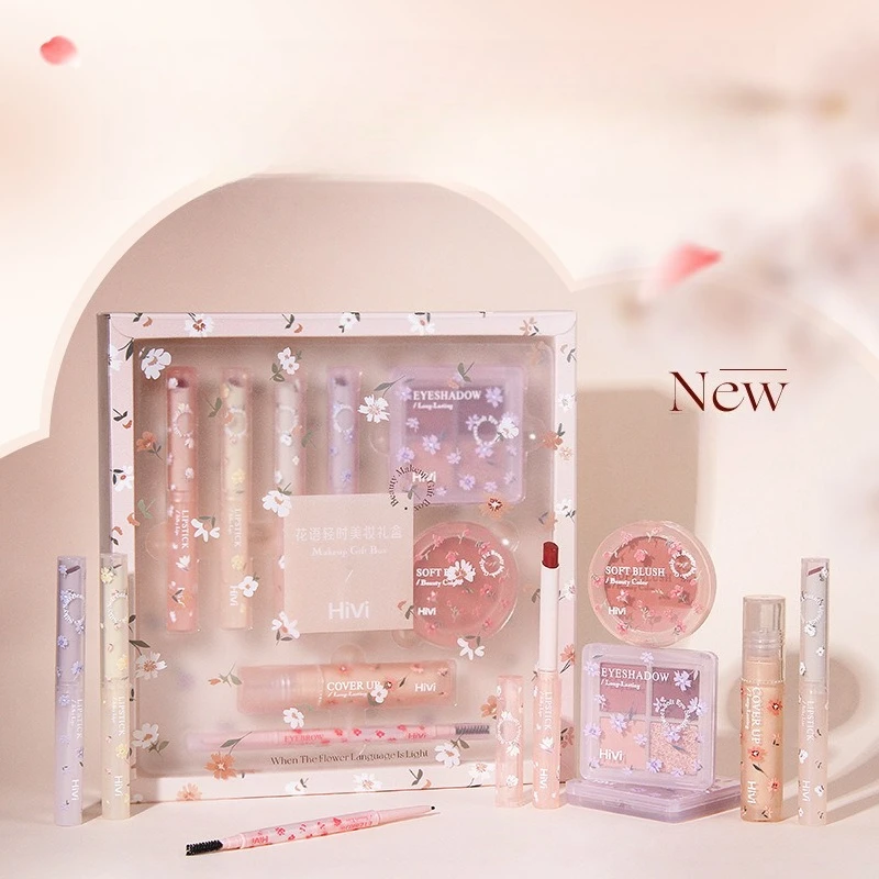 Floral Romance Make-up Cadeauset Getinte Lippenbalsem Wenkbrauwpotlood Concealer 8-delig Reisformaat Alles-in-één Beauty Essentials Make-up
