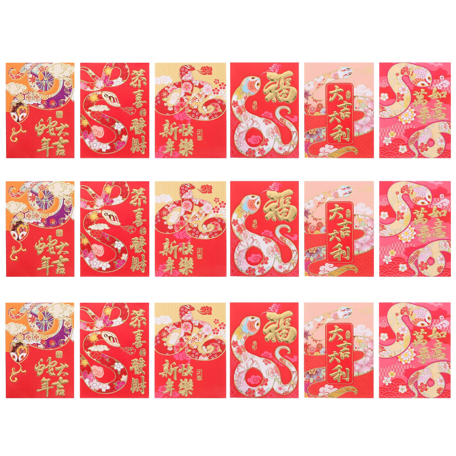 

36Pcs Cartoon Snake Red Envelope Set Spring Festival Money Pouches Traditional Chinese New Year Red Packets 2025 Lucky Gift Bags