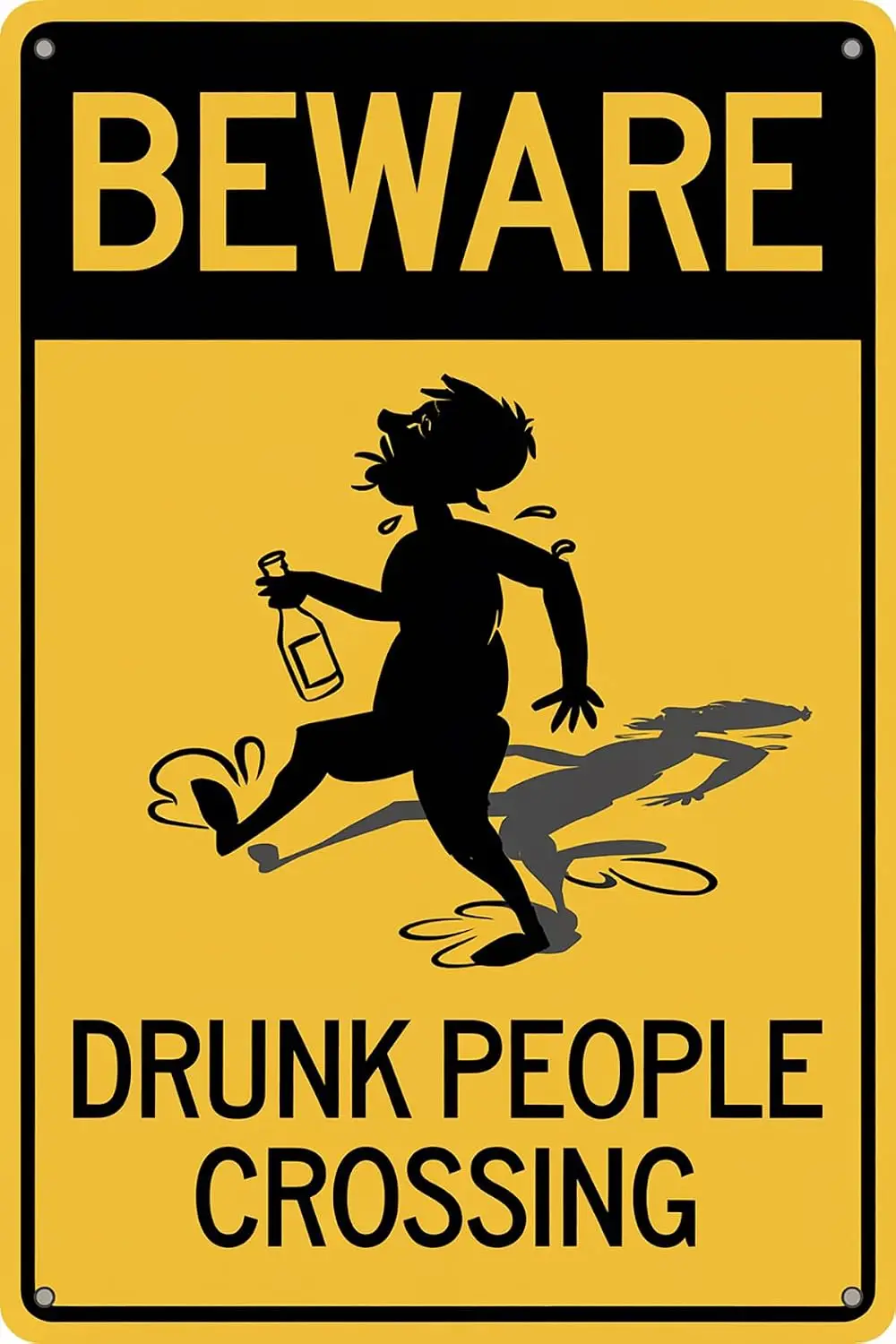 Funny Metal Tin Sign Beware Drunk People Crossing Wall Decor Alcohol Drinking Sign for Home Bar 8x12 Inch sign