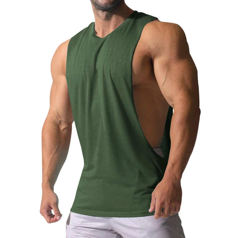 2023 Spring/Summer New Men\'s Tank Top Foreign Trade Muscle Men\'s Sports Casual Solid Color Men\'s Sleeveless Sweetheart T-shirt