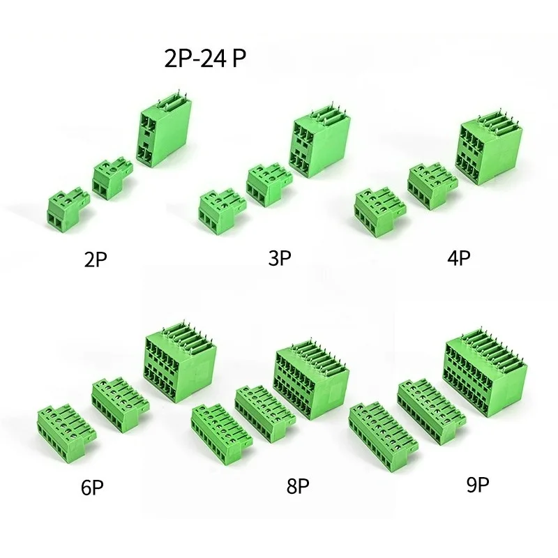 

5 комплектов двухслойных клеммных колодок для печатных плат 2EDGRH-3,5 мм, двухрядный изогнутый держатель штифта, полный комплект