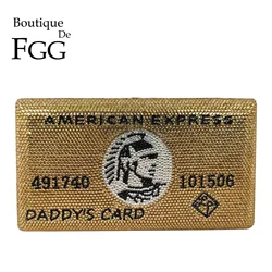 Boutique De FGG American Express Credit Card Women Novelty Crystal Clutch Evening Bags Party Dinner Rhinestone Minaudiere Bag