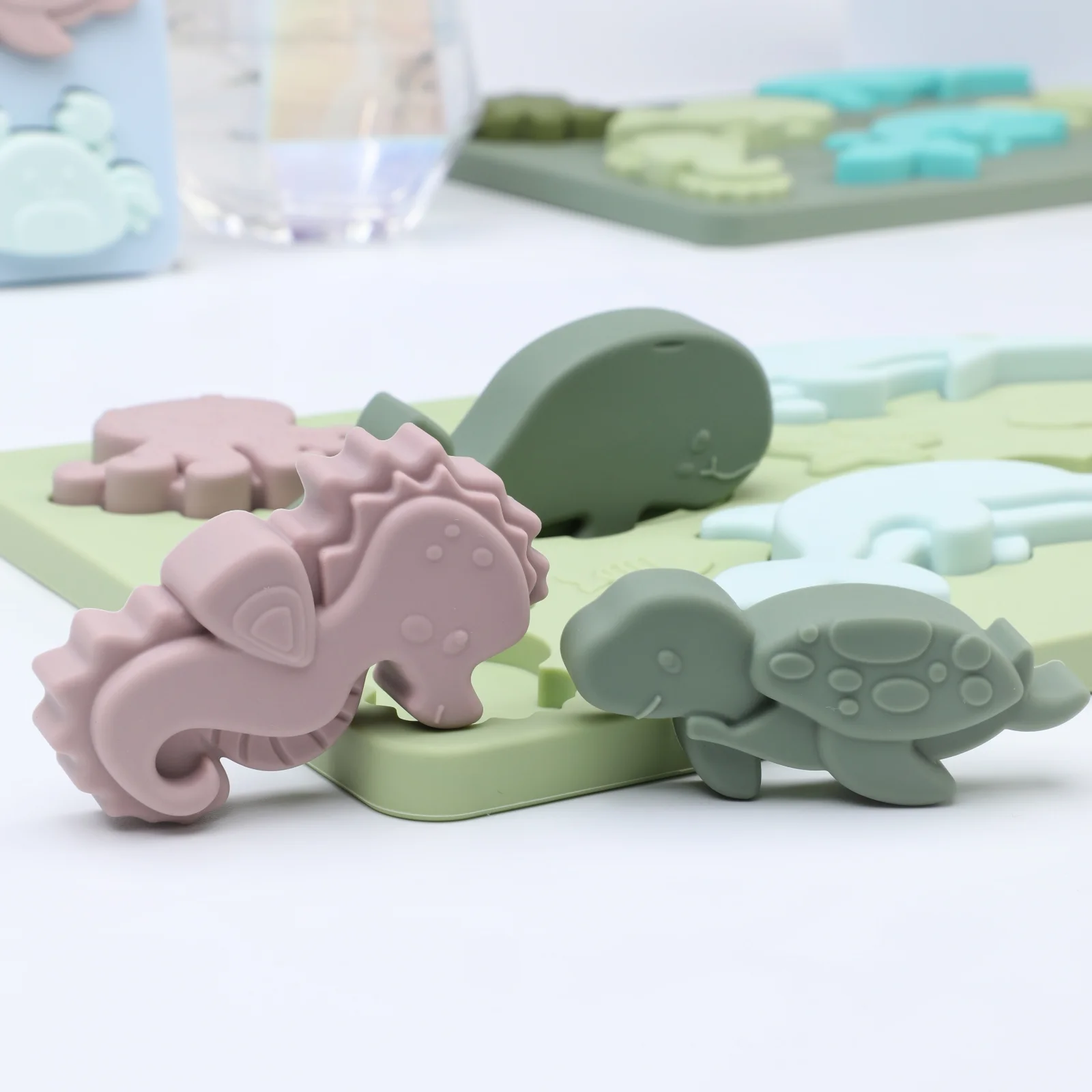 Hot Sell New Baby Silicone Marine Animal Puzzle Kids Silicone Geometry Matching Board Baby Sensory Educational Toys