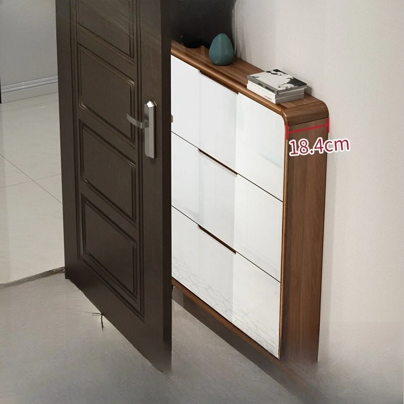 Shoe cabinet door household ultra-thin entry small narrow 17cm tipping bucket 2025 new popular entrance cabinet integrated solid