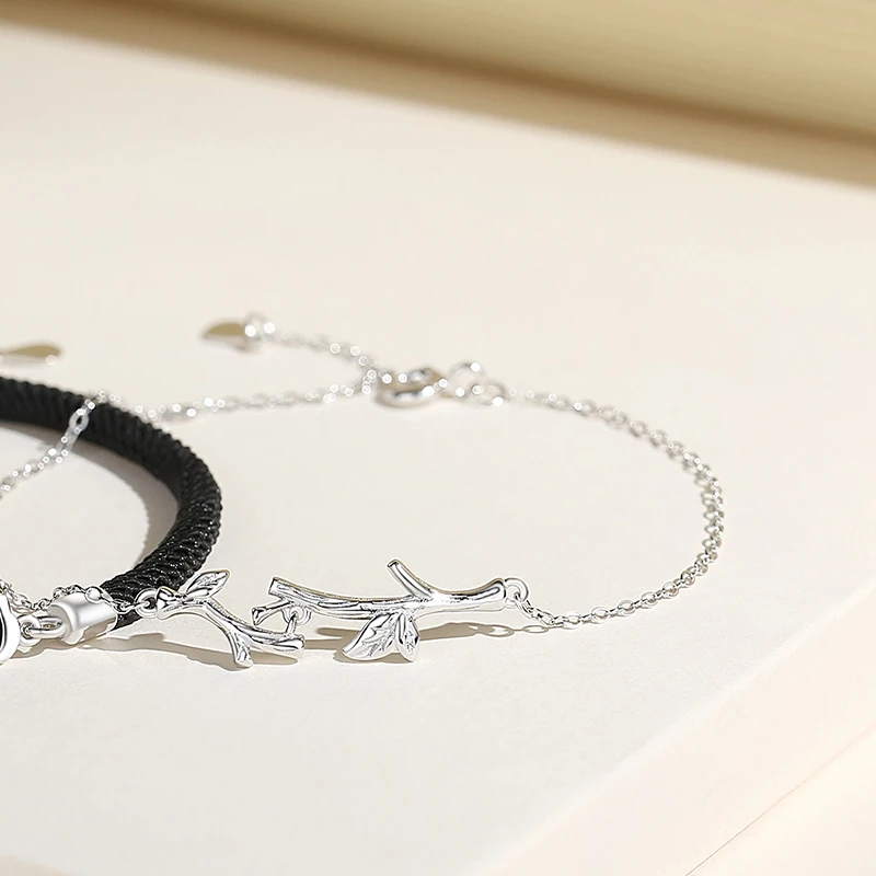 سوار فضة إسترليني للنساء ، أشجار الربيع ، مجوهرات للزوجين ، هدية حفلة عيد ميلاد ، موضة أوروبية ، جديدة #4