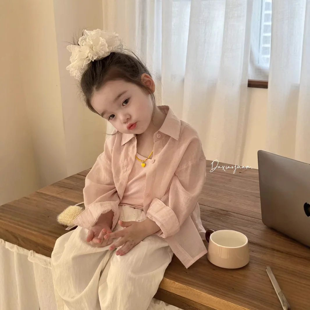 

Two Piece Set Halter Tops Shirt Coat Summer Fashion Solid Color Simple Thin Casual All-match Halter Tops Shirt Set