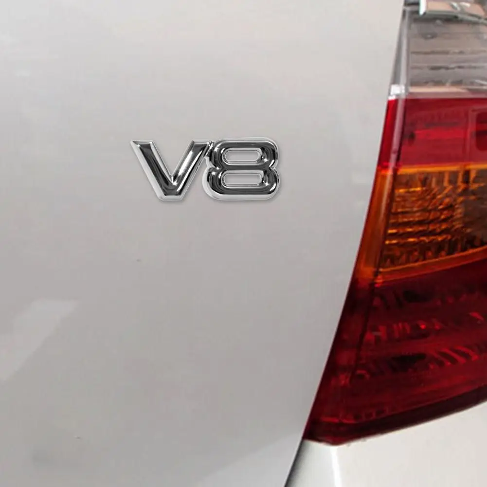 DIY 4WD V6 V8 Emblem Badge 3D Auto Decal Trunk Lid  Car Sticker Vehicle Tailgate