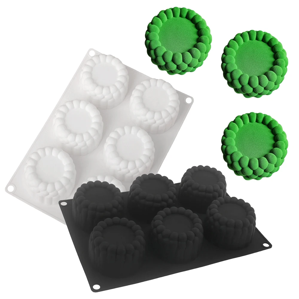 6-Zellen Blase Textur Pudding Tasse Design Silikon Kuchen Form Französisch Mousse Kuchen Form Kerze Form Küche Dessert Backen werkzeuge