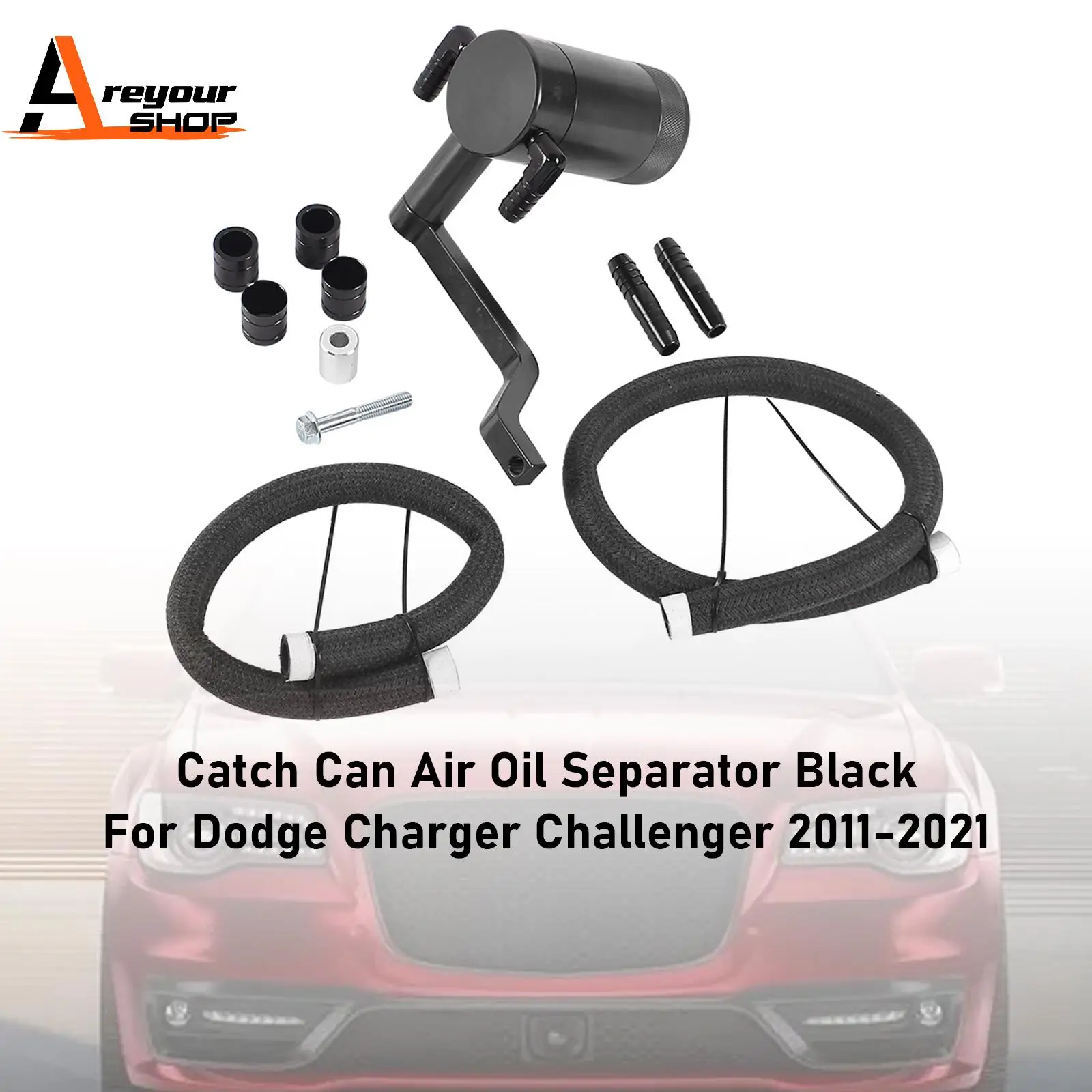 

Areyourshop Catch Can Air Oil Separator черный для Dodge Charger Challenger 2011-2021 гг.