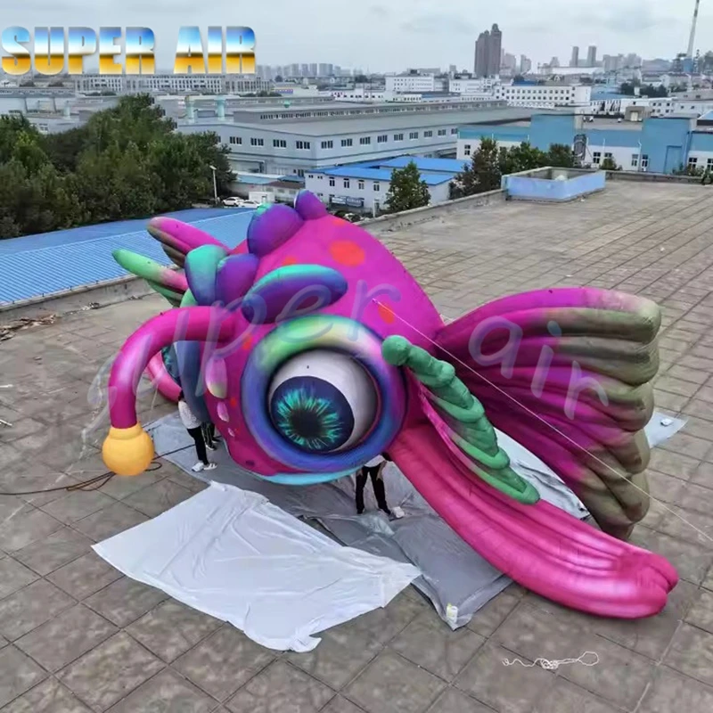 Beliebte riesige Bühnendekoration im Freien, aufblasbarer bunter Fisch für Musikfestival-Konntivität