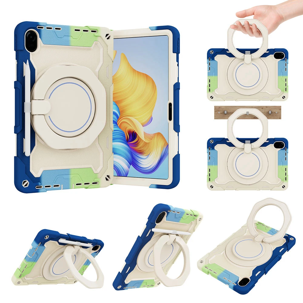 

Heavy Duty Kids Safe PC Silicon Shockproof Pull Ring Stand Tablet Cover For Honor Pad 8 2022 12 inch HEY-W09 Case