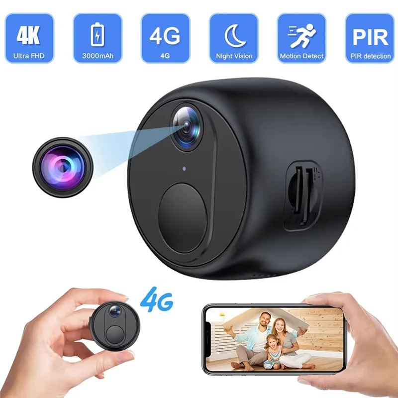 OKAM 3MP Mini 4G tarjeta SIM videocámara cámara Monitor de vídeo visión nocturna vigilancia remota seguridad cámara inteligente para el hogar