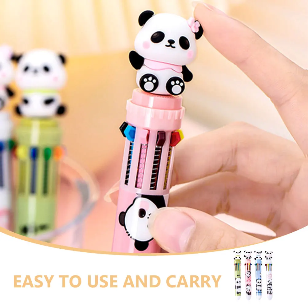 

4Pcs Cute Panda Ballpoint Pens Fun Multicolor Writing Supplies Perfect For Kids School Gifts And Doodles