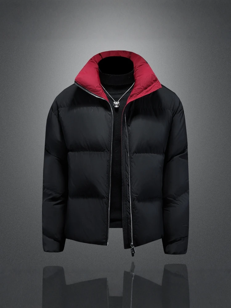 

Двусторонняя утепленная хлопковая куртка Slim Fit для мужчин, новая зимняя повседневная верхняя одежда с воротником-стойкой, модная городская модель