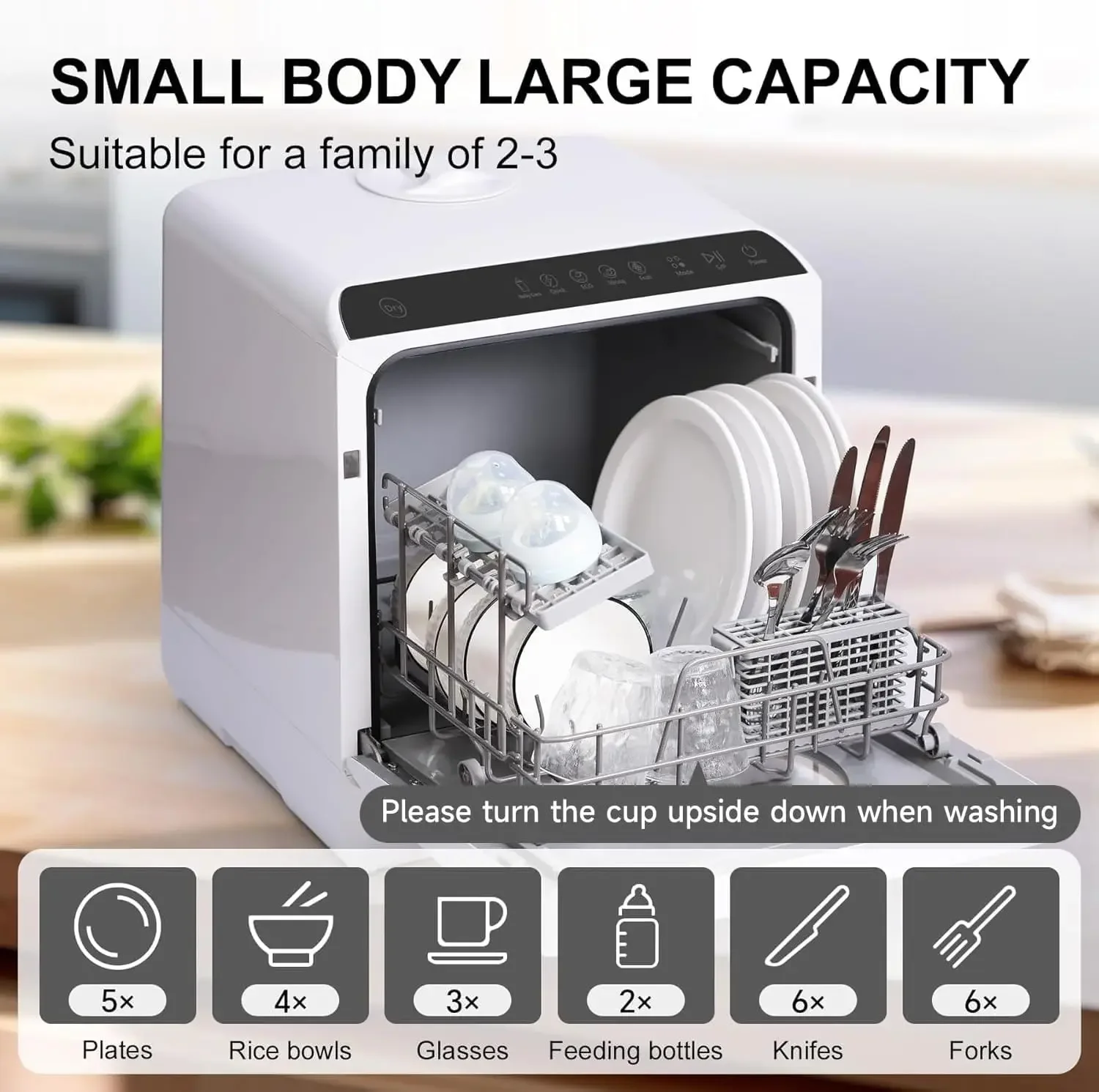countertop .Compact Dishwasher with drying and double spray arms. Countertop Dishwasher With Water Tank. Portable dishwasher wit