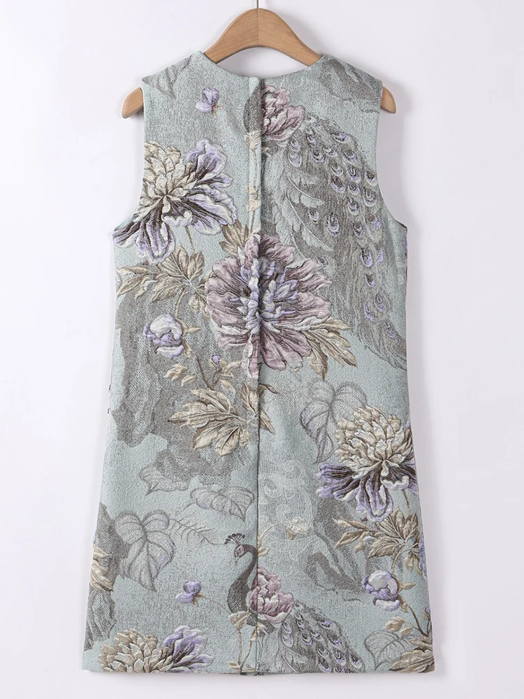 DSFACAIRIJ – robe débardeur Vintage en Jacquard avec perles, col rond, sans manches, Mini mode début d'automne pour femmes