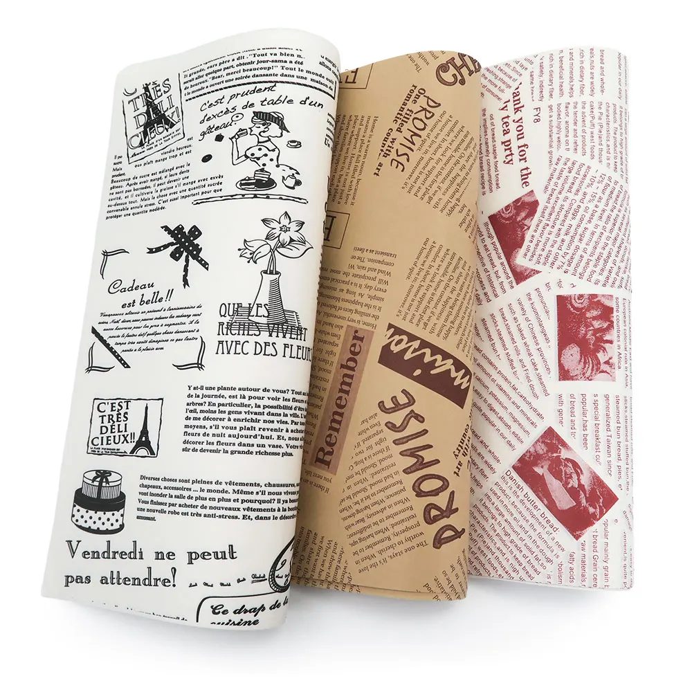 50PCs Food Wrapping Paper 28*38cm Sandwich Burger Fries Fried Food Grade Greaseproof Paper