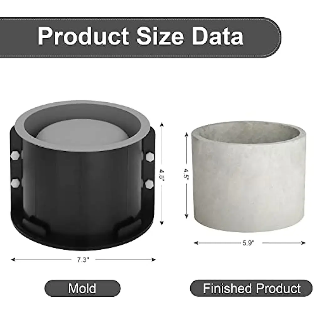 Big Flowerpot Cement Mold, Round Silicone Molds for Plaster Pot,Durable Inner Mold with Plastic Shell, Large Candle Vessel Mold view 4