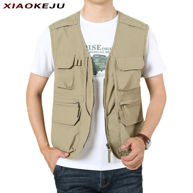 

Working Mesh Jacket Multi-pocket Vest Summer Vest Camping Large Sleeveless Size Coats Men's Hunting Embroidered Safety MAN Coat