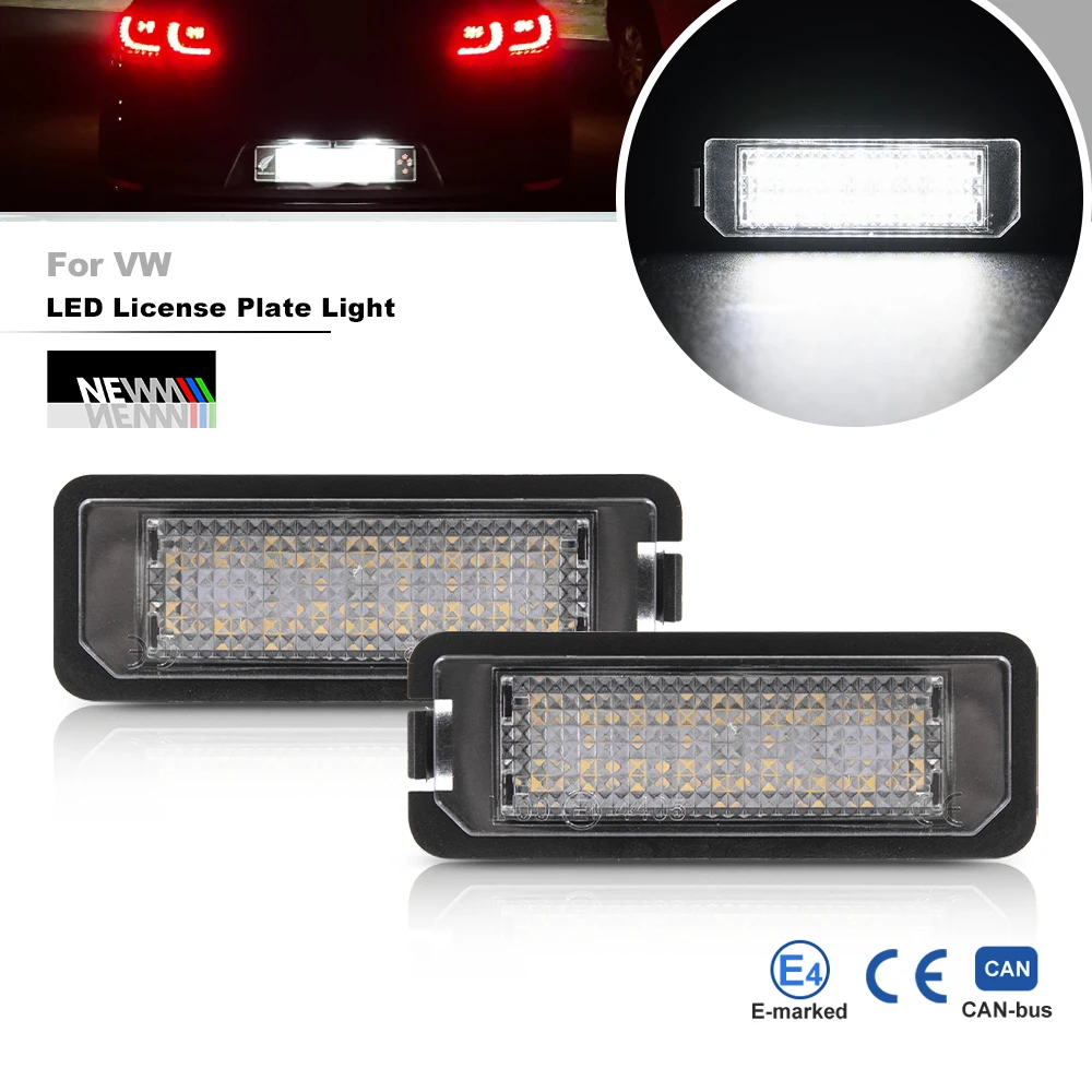 2PCs Error Free LED Number License Plate Light for VW Volkswagen EOS 06~ GOLF 4/5/6/7 LUPO 99~06 Passat CC 09~ Beetle 2006-2010