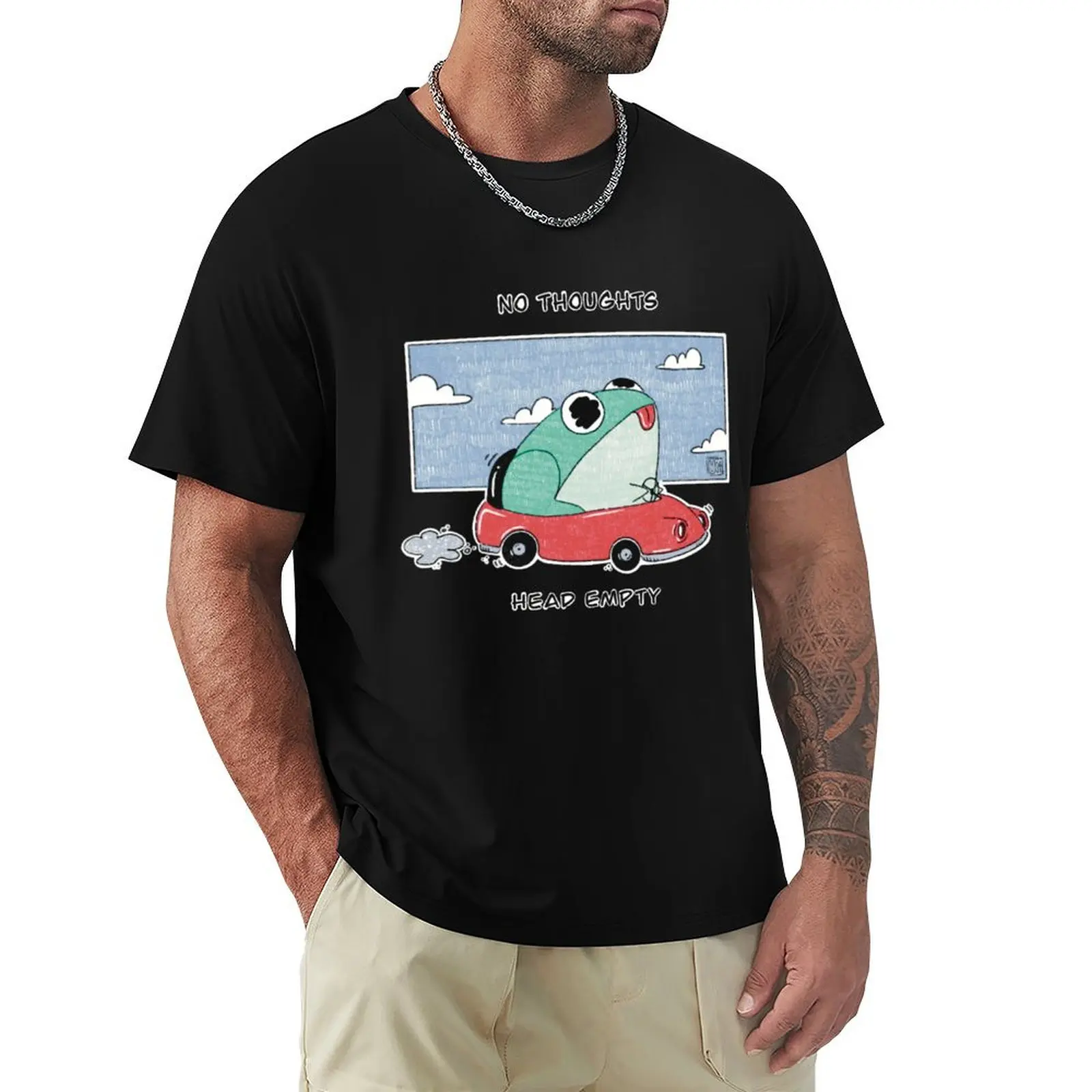 Frog In Car (No Thoughts Head Empty) T-Shirt Simple Graphic Design T-Shirt