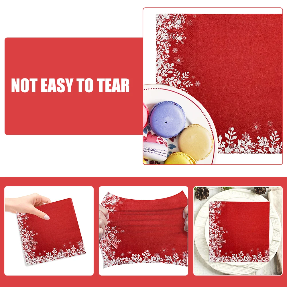 20 Vellen Kerst Servetten Kerststal Ornamenten Feest Versiering Tafel Decor Sneeuwvlok Placemats Decoraties