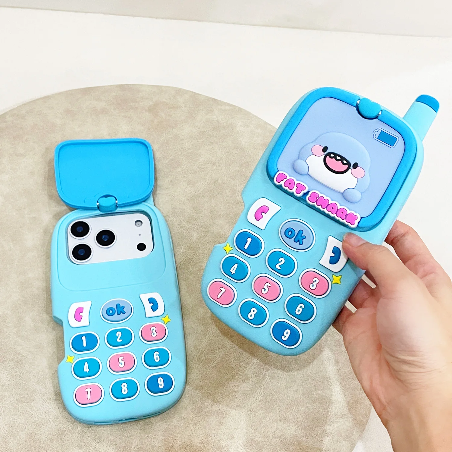 

17Promax 3D Cute Cartoon Shark Mobile Soft Silicone Case for iPhone 12 13 14 15 16 Pro Max Camera Protective Phone Stand Cover