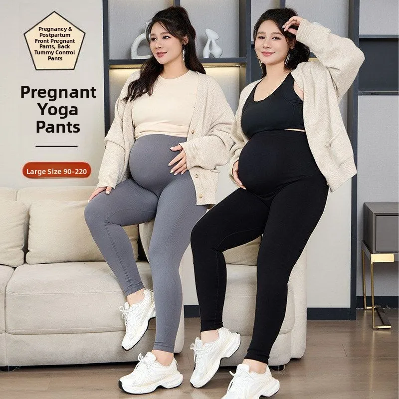 Pantaloni da yoga Materni taglie forti Supporto per la pancia dopo il parto Pantaloni a strati base da donna slim fit Comodo elastico in vita Trou lungo...
