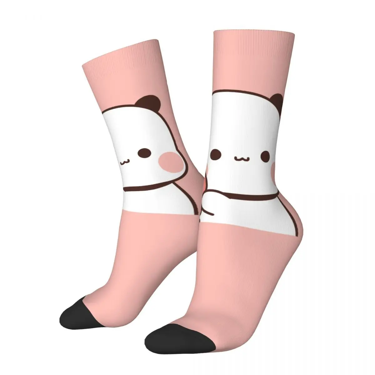 Funny Happy Men's compression Socks Panda Bear Couple Retro Harajuku Milk and Mocha Bubu Dudu Hip Hop Seamless Crew Crazy Sock