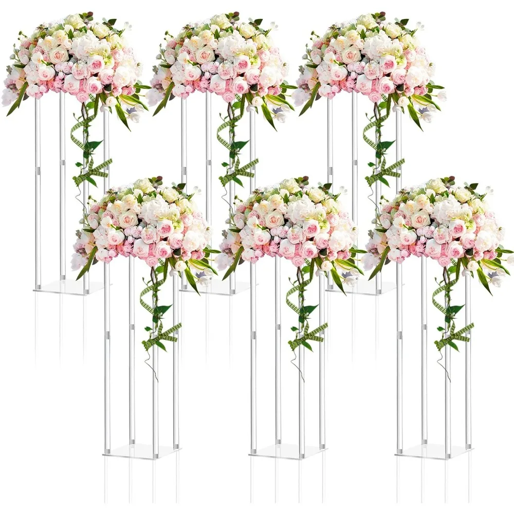 

6 Pieces 28 Inch High Acrylic Vase, Wedding Centerpiece, Geometric Vase Elegant Display Stand for Party Wedding Table Decoration