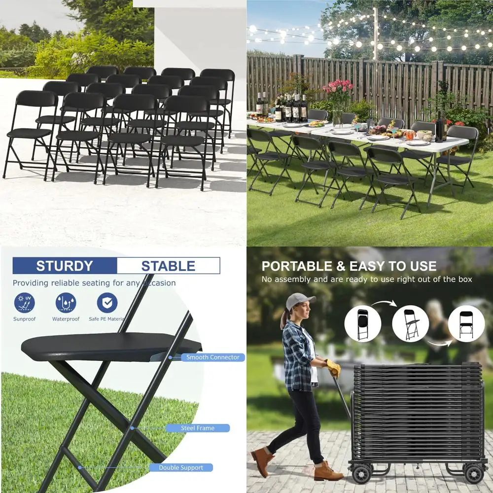 

Portable Folding Chairs for Indoor and Outdoor Use - 16 Pack, Lightweight, 350lb Capacity, Ideal for Events and Gatherings
