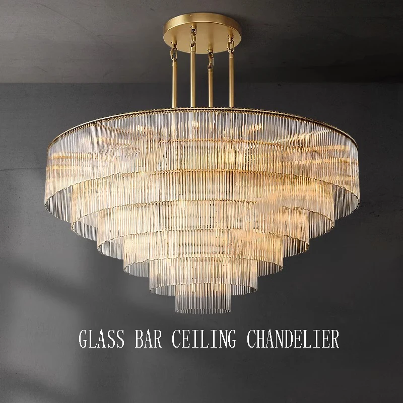 

Nordic Luxury Glass Bar Big Ceiling Chandeliers Home Decoration Large Hanging Lamps for Living Room Hotel Lustre Gold