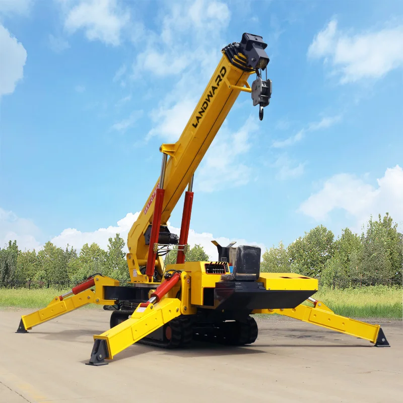 Wireless Remote Control Small Spider Crane 5 Tons Folding Telescopic Arm Spider Crane CE 3 Tons Diesel Crane For Ship Customized