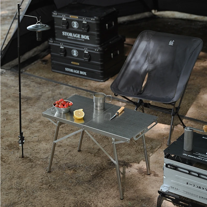 

Outdoor Camping Folding Table Portable Stainless Steel Leisure Table or Burner Stove Picnic BBQ Cooking Heat Resistant Table