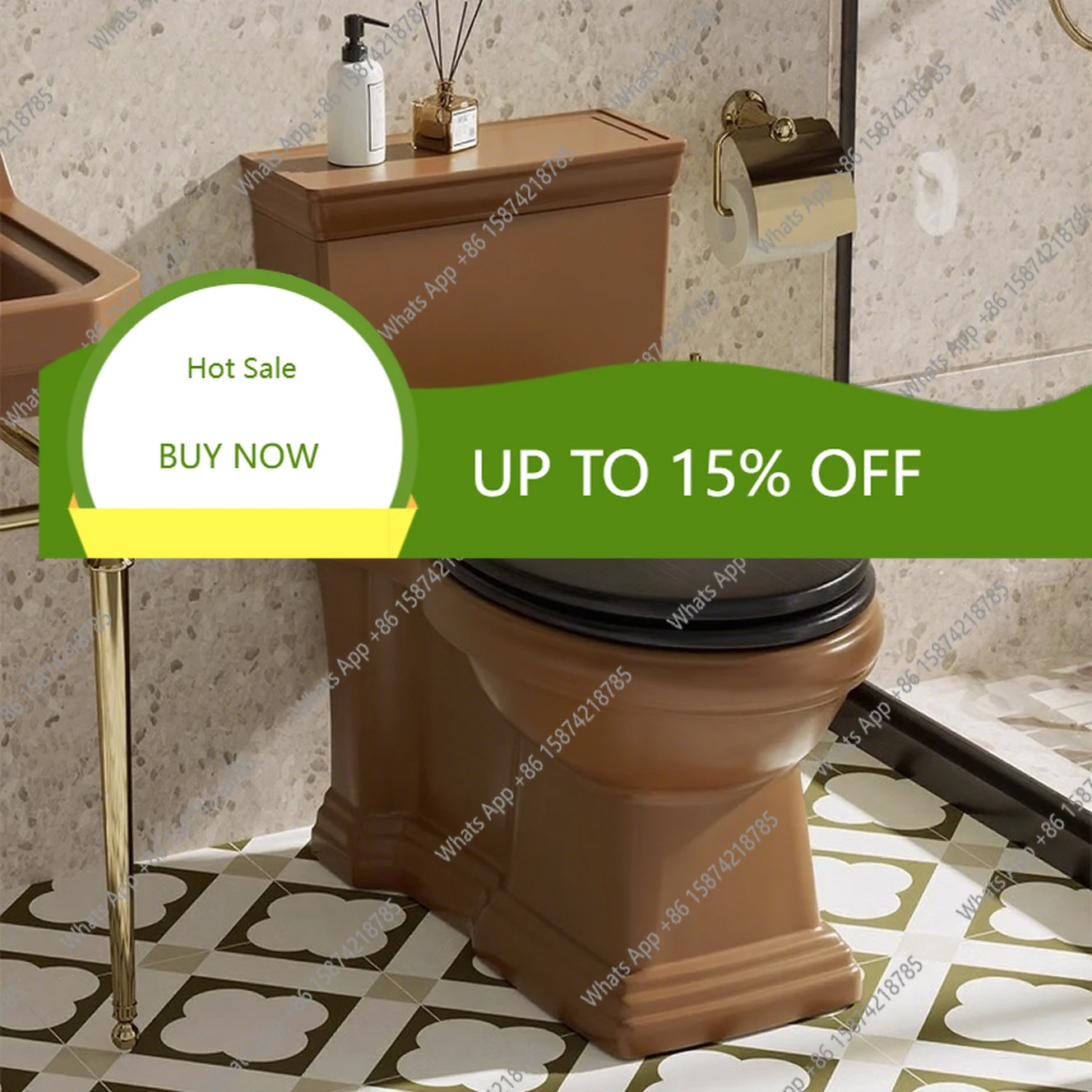 

Французский ретро-унитаз карамельно-коричневого цвета для дома, креативный, в американском стиле, обычный унитаз