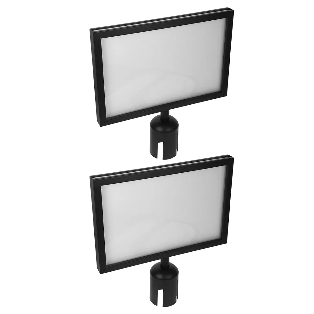 2Pcs Stainless Steel Stanchion Sign Frame A4 Portrait Horizontal for Crowd Control Queue Barriers Airport Banking Mall Signage